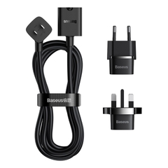 Ổ Cắm Nối Dài Baseus PowerCombo 1.0m | Kèm Đầu Chuyển Du Lịch UK/EU, Chịu Tải 2500W
