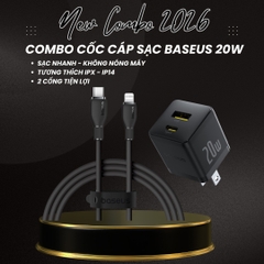 Combo Cốc Cáp Sạc Baseus 20W - Sạc Nhanh - Không Nóng Máy (Cốc Type-C + USB, Cáp Type-C to Ln 1m)