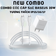 Combo Cốc Cáp Sạc Baseus 30W - Sạc Nhanh - Không Nóng Máy (Cốc Type-C, Cáp Type-C to Type-C 1m)
