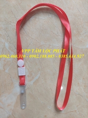 DÂY ĐEO THẺ LỤA MÓC NHỰA MÀU ĐỎ (loại 1)