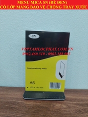 Menu mica A6 SN trong suốt (đế đen)