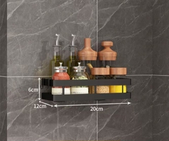 Kệ đựng gia vị - Sơn 3 lớp sang trọng - Kèm 2 móc - 2 miếng DÁN NHỰA siêu dính Tải trọng 5kg