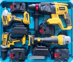 Bộ dụng cụ điện dùng pin Lithium Dewei xuất khẩu: Máy khoan búa điện, máy khoan điện, máy mài góc, máy cưa tròn, máy vặn vít điện, máy trà