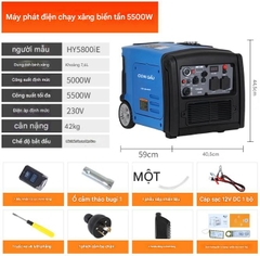 Máy phát điện HEHUOXIONG 220V chạy xăng – chống ồn, công suất lớn, thiết kế di động