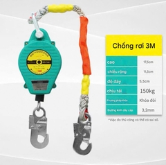 thiết bị chống rơi tự rút (dây chống sốc, dây an toàn ) dùng trong thi công trên cao, giúp đảm bảo an toàn lao động.