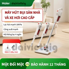 Máy hút bụi cầm tay Haier G16W, Hút bụi giường nệm, ô tô, lực hút 16.000Pa cao cấp