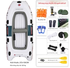 Thuyền hơi cao su dày thuyền bơm hơi 2/3/4 người kayak đệm khí chống mài mòn thuyền câu cá thuyền cứu sinh