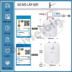 Máy nước nóng trực tiếp nhà bếp Haier EC5FA cao cấp, bảo hành 6 năm.