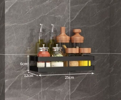 Kệ đựng gia vị - Sơn 3 lớp sang trọng - Kèm 2 móc - 2 miếng DÁN NHỰA siêu dính Tải trọng 5kg