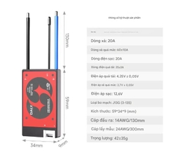 Mạch BMS bảo vệ pin lithium dòng 3-24 12V 24V 48V pin lithium sắt phốt phát 3 thành phần 3.7V và 3.2V dùng cho xe điện, bộ cân bằng pin