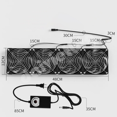 Quạt Tản Nhiệt 4 Cái 12x48cm Kèm Điều Tốc – Sức Gió Mạnh Mẽ, Làm Mát Siêu Hiệu Quả!