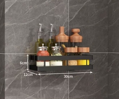Kệ đựng gia vị - Sơn 3 lớp sang trọng - Kèm 2 móc - 2 miếng DÁN NHỰA siêu dính Tải trọng 5kg