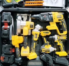 Bộ dụng cụ điện dùng pin Lithium Dewei xuất khẩu: Máy khoan búa điện, máy khoan điện, máy mài góc, máy cưa tròn, máy vặn vít điện, máy trà