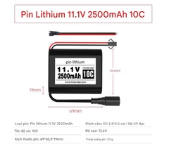 Pin lithium 11,1V, tốc độ cao 10C, 2000/2500/3500/6000mAh, chuyên dụng cho máy bay mô hình và rô bốt.