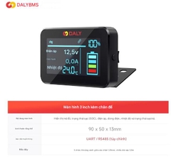 Màn hình hiển thị % pin thông minh 3 inch của Dali có thể kiểm tra mức pin. Giao diện UART 485 tuỳ chọn dành cho bo mạch bảo vệ BMS
