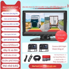 Máy ghi hình lái xe tải 12v, 24v【Ghi hình kép】Màn hình 7 inch Ultra HD+Cảnh báo điểm mù+64G