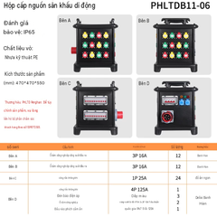 Hộp ổ cắm công nghiệp di động, phích cắm hàng không, hộp bảo trì nguồn điện di động, công tắc chống thấm nước, hộp phân phối bằng nhựa PE.
