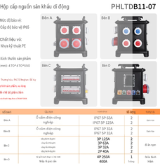 Hộp ổ cắm công nghiệp di động, phích cắm hàng không, hộp bảo trì nguồn điện di động, công tắc chống thấm nước, hộp phân phối bằng nhựa PE.