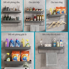 Kệ đựng đồ ĐAIVIETBIG chất liệu kim loại nhôm không khoan lỗ dễ lắp đặt và sử dụng trong nhà bếp
