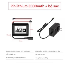 Pin lithium 11,1V, tốc độ cao 10C, 2000/2500/3500/6000mAh, chuyên dụng cho máy bay mô hình và rô bốt.