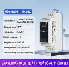 Bộ chuyển đổi điện áp nguồn đầu vào (AC/DC) sang điện áp một chiều 24V DC 85-450V xuống 24V