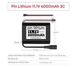 Pin lithium 11,1V, tốc độ cao 10C, 2000/2500/3500/6000mAh, chuyên dụng cho máy bay mô hình và rô bốt.