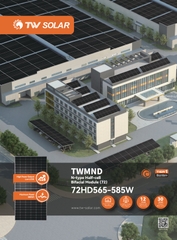 Tấm pin năng lượng mặt trời Hiệu Suất Cao Tongwei N-Type Loại A công suất 585Wp Bifacial 2 mặt kính