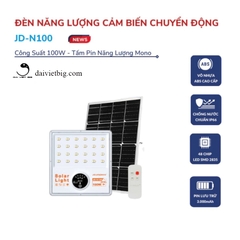 Đèn pha led cảm biến chuyển động năng lượng mặt trời JD-N100, công suất 100w - chống trộm hiệu quả