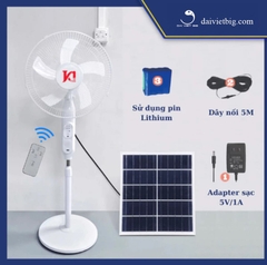 Quạt Đứng Tích Điện Năng Lượng Mặt Trời Jindian [JD198F] 25w - CÓ ĐIỀU KHIỂN- Bảo hành 12 Tháng