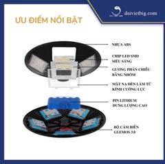 Đèn sân vườn, đèn đĩa bay UFO500 năng lượng mặt trời Công suất 500W Khung ABS- 840 Chip 