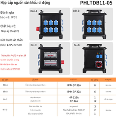 Hộp ổ cắm công nghiệp di động, phích cắm hàng không, hộp bảo trì nguồn điện di động, công tắc chống thấm nước, hộp phân phối bằng nhựa PE.
