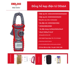 Ampe kìm Đồng hồ kẹp dòng vạn năng Delixi DE66A (DE66A) điện áp DC/AC dòng AC đo tụ, tần số điện trở diode