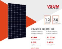 Tấm pin năng lượng mặt trời công suất cao Mono Half Cell VSUN 450W | VSUN450-144MH mới nhất 2025