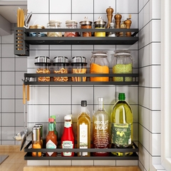 Kệ đựng gia vị - Sơn 3 lớp sang trọng - Kèm 2 móc - 2 miếng DÁN NHỰA siêu dính Tải trọng 5kg