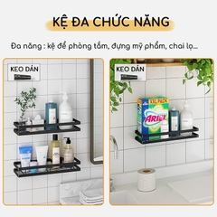 Kệ đựng gia vị - Sơn 3 lớp sang trọng - Kèm 2 móc - 2 miếng DÁN NHỰA siêu dính Tải trọng 5kg