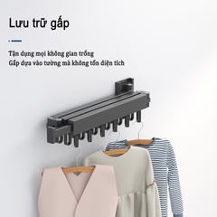 ĐAIVIETBIG Móc Phơi Đồ Vô Hình Gắn Tường Không Cần Khoan Có Thể Gấp Gọn