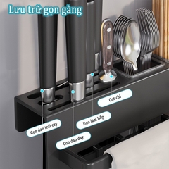 Giá giữ đồ dùng nhà bếp ĐAIVIETBIG gắn tường bằng thép không gỉ có móc treo không cần khoan lỗ dành cho dao muỗng đũa