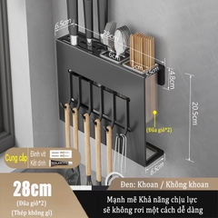 Giá giữ đồ dùng nhà bếp ĐAIVIETBIG gắn tường bằng thép không gỉ có móc treo không cần khoan lỗ dành cho dao muỗng đũa