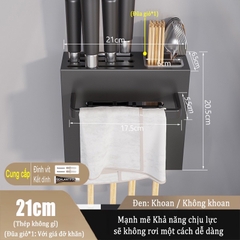 Giá giữ đồ dùng nhà bếp ĐAIVIETBIG gắn tường bằng thép không gỉ có móc treo không cần khoan lỗ dành cho dao muỗng đũa
