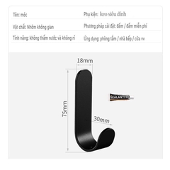 Móc treo đồ gắn tườn bằng kim loại 3m không cần khoan tiện dụng đa năng