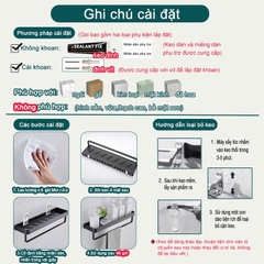 Kệ đựng đồ dùng treo tường gắn phòng tắm không cần lắp khoan lỗ tiện lợi