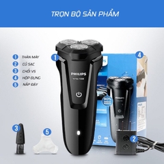 Máy cạo râu cao cấp nhãn hiệu Philips S1010 tích hợp 3 lưỡi - Hàng nhập khẩu chính hãng (Bảo hành chính hãng: 24 THÁNG)