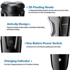 Máy cạo râu cao cấp nhãn hiệu Philips S1010 tích hợp 3 lưỡi - Hàng nhập khẩu chính hãng (Bảo hành chính hãng: 24 THÁNG)