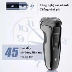 Máy cạo râu cao cấp nhãn hiệu Philips S1010 tích hợp 3 lưỡi - Hàng nhập khẩu chính hãng (Bảo hành chính hãng: 24 THÁNG)