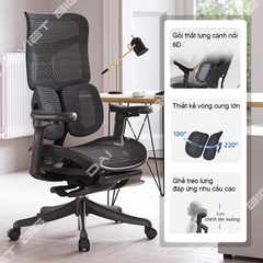 Ghế công thái học ergonomic Sihoo Doro S100 tặng kèm gác chân cao cấp, bảo hành 3 năm