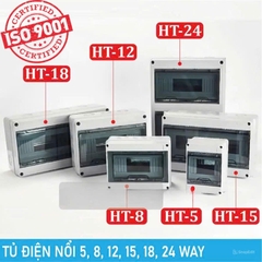 Tủ điện nhựa HT-8 WAY , HT-12 WAY , HT-18 WAY, HT-24 WAY chống nước – Tủ điện lắp nổi 2025