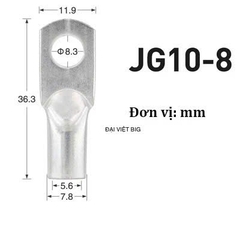 Đầu Cos Loại 1 Cực dày bằng đồng JG / SC mạ chống oxi hóa nhiều kích cỡ, cos tròn trần, cos dây điện