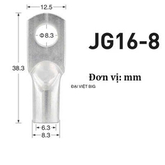 Đầu Cos Loại 1 Cực dày bằng đồng JG / SC mạ chống oxi hóa nhiều kích cỡ, cos tròn trần, cos dây điện
