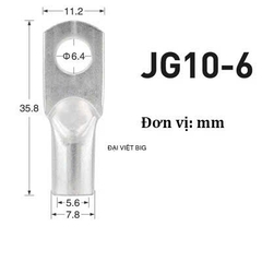 Đầu Cos Loại 1 Cực dày bằng đồng JG / SC mạ chống oxi hóa nhiều kích cỡ, cos tròn trần, cos dây điện