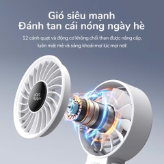 JISULIFE mini Quạt cầm tay 5 tốc độ pin 3600/ 5000mah sử dụng lên đến 19h